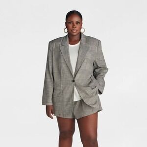 KBB KAHLANA Target Women's XXL Extra Large The Deconstructed Blazer Plaid Jacket